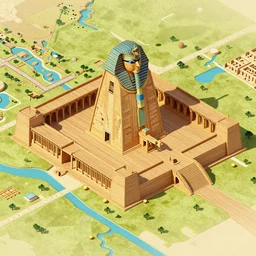 wooden egyptian architecture, isometric perspective, isometric map by sid meier's civilization vi, by craig mullins by jakub rozalski