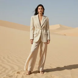 fashion editorial portrait in sand storm. award winning photography. highly detailed.