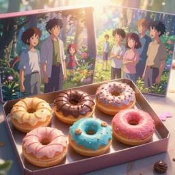 colored macarone donuts, chocolate box, fantasy art by greg, loish, rhads, ferdinand knab, makoto shinkai and lois van baarle, ilya kuvshinov, rossdraws, tom bagshaw, dreamy, soft, backlight, luminescence, highly detailed, 8 k