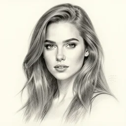 detailed pencil sketch of Emilia Clark