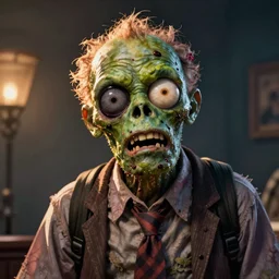 portrait photograph, ned flanders as a zombie