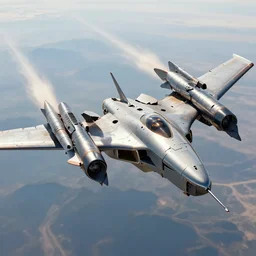 mech flying forward using shoulder - mounted jet rockets
