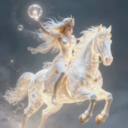 a stunning ultra detailed fantasy fine art portrait of a glowing valkyrie flying on a horse, surrounded by glowing orbs, misty, very detailed, perfect face, sharp focus, 2 4 mm lens, soft ethereal lighting, artstation, 8 k, by tomasz alen kopera, igor morski and anna dittman