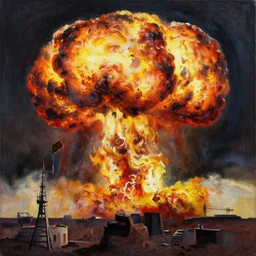nuclear explosion acrylic painting