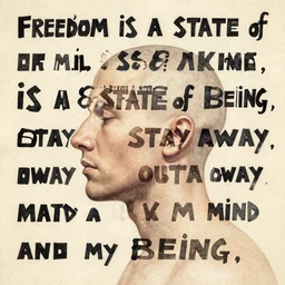 freedom is a state of mind, a mind is a state of being, stay away outa my mind and my being by greg rutkowski