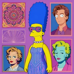 Marge Simpson as a robot, sunglasses art deco design, by Mandy Jurgens and Warhol, Ernst Haeckel, James Jean, artstation, concept art