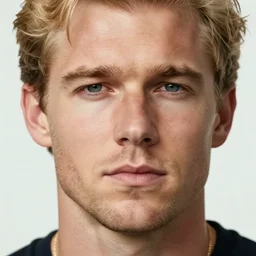a close up realistic portrait of a blonde man with chiseled jawline, edward hopper, trending on artstation