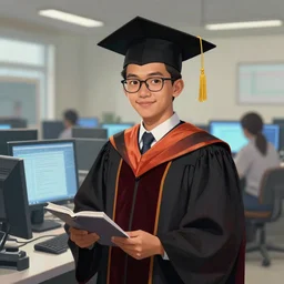 indonesian student graduated as phd in computer engineering in indonesia. highly detailed, digital painting, concept art, smooth, sharp focus, illustration, art by greg rutkowski