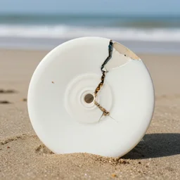a broken disk on the beach