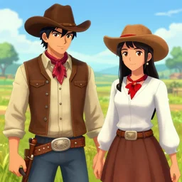 dating simulator game, set in 1 8 3 5 old west cowboys and cowgirls from africa and japan, glitch