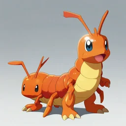 promotional art of a new fire pokemon based on a centipede art anime, clean anime style, detailed, high quality, ilya khuvshinov