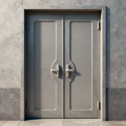a 1 9 8 0 s sci - fi double door by ron cobb, phototexture, photorealistic, hyper realistic, very realistic, cycles render 8 k