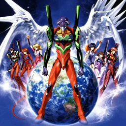 evangelion angels destroying earth, third impact, high definition, retro, wide shot, digital art, anime, devinart, artstation