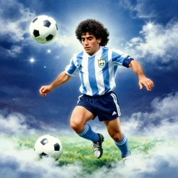 diego armando maradona playing football in heaven