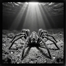 tintype photo, bottom of the ocean, spider