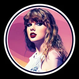 circular logo of taylor swift's face, colorful vector art