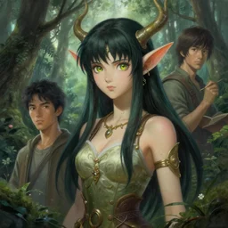 a detailed portrait of an anime forest spirit, by victo ngai and justin gerard, illustration, digital art, realistic painting, very detailed, fantasy, dnd, character design, trending on artstation
