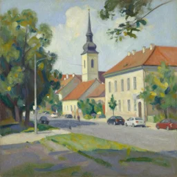 an edward hopper style painting of a ( ( ( ( ( ( ( ( miskolc, a city in northeastern hungary ) ) ) ) ) ) ) ), summer, july of 1 9 4 8