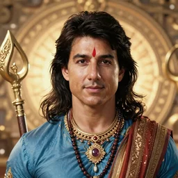 Indian God Mahavishnu Tom Cruise, hyperrealistic portrait
