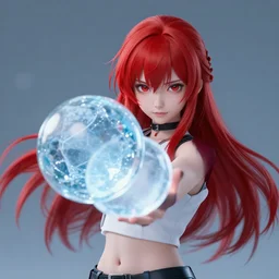 a portrait of anime redhair casting ice - ball and shoot it, cyberpunk concept art, trending on artstation, highly detailed, intricate, sharp focus, digital art, 8 k