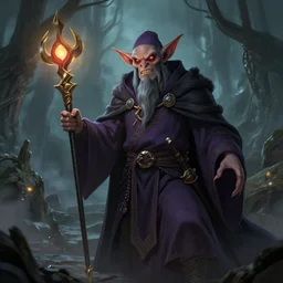 a goblin sorcerer in the style of Justin Gerard