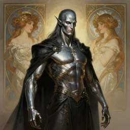wizard man, metal skin, elegant, highly detailed, digital painting, trending on artstation, concept art, smooth, sharp focus, illustration, art by artgerm and greg rutkowski and alphonse mucha, 8 k