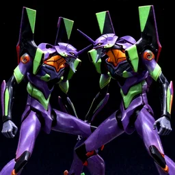 cinematic scene of evangelion gundams fighting in space