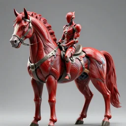 red anthro mecha horse by Akira Saito, orante, intrinse details, insamely detailed, complex bur elegant, organic, muscles and fibers,  photorealistic, 4k, artstation, 8k