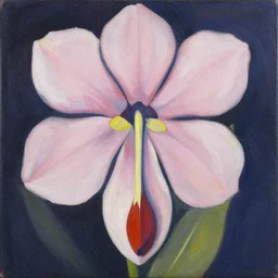 single flower painting of a vulva in the style of Georgia O'keefe