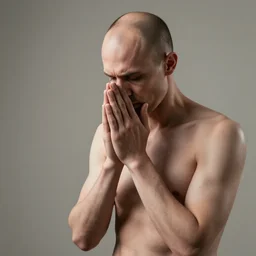 skinless man praying