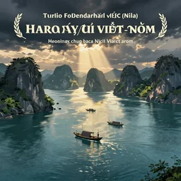 travel poster image of ha long bay in vietnam by studio ghibli
