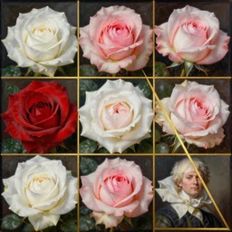 collage of white red and pink roses, by anders zorn, rule of thirds, golden triangle, masterpiece by greg rutkowski, intricate, elegant, highly detailed, oil painting, concept art, smooth, sharp focus, illustration, beautiful cinematic, thomas lawrence, gurney,