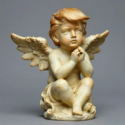 donald trump as a cherub statue