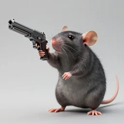 hyper - realistic the rat!!!!!!!!!!!!!!!!!!! biggie cheese aiming a gun at your head from the new science fiction movie, 8 k, f 1. 8