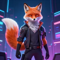 a fox fursona, trending on artstation, by kawacy, furry art, digital art, cyberpunk, high quality, neon backlighting