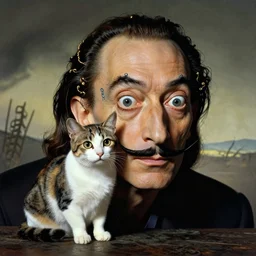 i take in cats and give them a weave and tattoo eyebrows on them, by salvador dali, intricate, hd