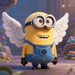 Angel Minion, pixar, movie shot, octane render, fantasy, trending on artstation
