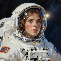 interstellar astronaut, painted by famous 1970s scifi artists