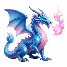 a dragon in the colors of the transgender flag, breathing blue and pink fire, highly detailed, intricate, elegant, smooth, fantasy art, concept art, digital painting by greg hildebrandt and tim hildebrandt and greg rutkowski