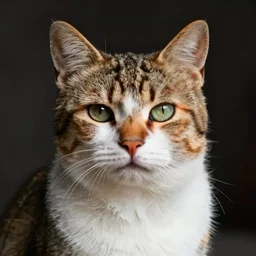 cat with a half human face and half cat face