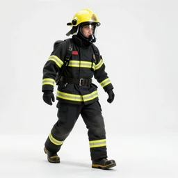 one heroic firefighters with black and yellow uniforms in action inside white house, interior background, fire flames, sharp details, sharp focus, photorealistic, octane, hyper detailed, trending on deviantart, illustration, by jordan grimmer and greg rutkowski and pine ( ハイネ ), intricate