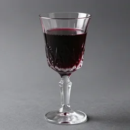 a product shot of a klingon blood wine in a crystal chalice