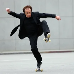 danny devito doing kickflip, street photography