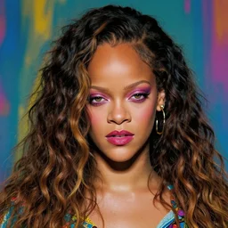 A psychedelic portrait of rihanna looking weird, vibrant color scheme, highly detailed, in the style of romanticism, cinematic, artstation, Moebius, Greg rutkowski