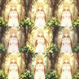 montage montage isekai beautiful anime girl hestia danmachi, kamisama standing in forest. flat face. aesthetic, golden ratio. beautiful lineart, ranking on contest, artstation, soft lighting, artistic pose, character concept, cinematic, motion blur, chromatic abberation. by insert