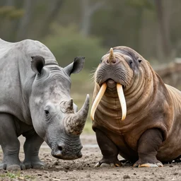A mix between a rhino and a walrus