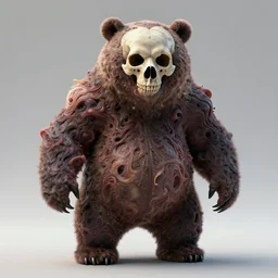 a mutated bear monster, skull protruding from face, warped flesh, dreamlike, intricate detail, 3d render, octane render, trending on artstation, 4k, hd