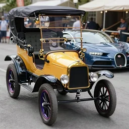 photography, ford model t, bugatti chiron, realistic, 4 k, sharp, detailed