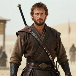 handsome and strong kurdish samurai in a movie directed by christopher nolan, movie still frame, promotional image, imax 7 0 mm footage, perfect symmetrical facial features