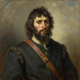 portrait of a neanderthal as a cossack by ilya repin, oil on canvas, 1 8 9 4, tretyakov gallery